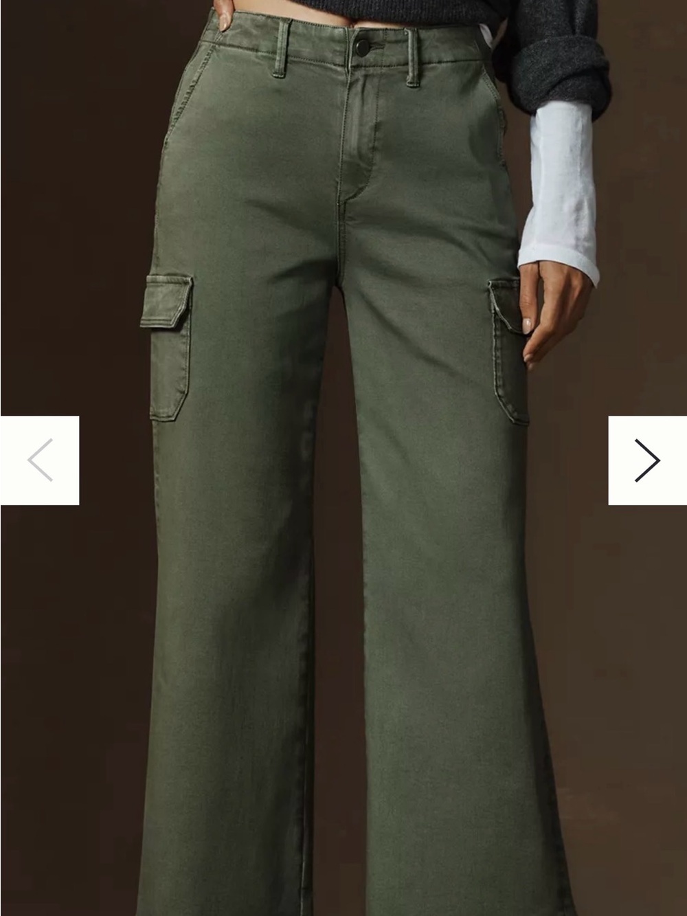 PAIGE Olive Green Wide-Leg Cargo Jeans